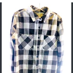 Casa Cabana Sienna Plaid Button Down Shirt In Navy Gray NWT MSRP $59